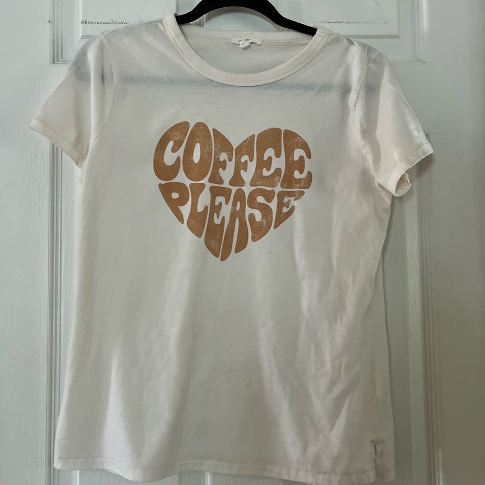 Maurices White Short-Sleeve Tee with Tan 'Coffee Please' Heart Graphic